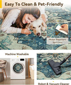 RELEANY Area Rugs Round 10ft Washable Non-Slip, Floral Vintage Distress - Image 5
