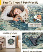 RELEANY Area Rugs Round 8ft Washable Non-Slip, Floral Vintage Distress - Image 5