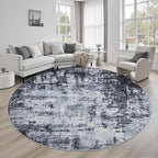 Round Area Rug for Living Room: 6 ft Washable Modern Abstract Soft Thin Rug by FXRHLP