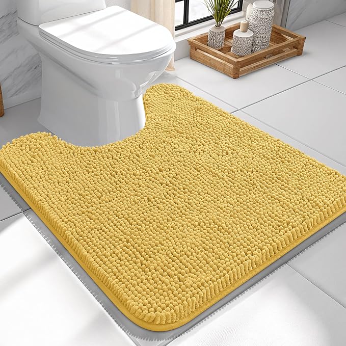 OLANLY Toilet Rugs U-Shaped 24x24, Extra Soft Absorbent Chenille Contour by OLANLY