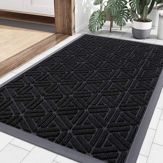 Smiry Front Door Mat Outside Entrance, Heavy Duty Sturdy Natural Rubber Doormat by Smiry