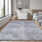 Area Rug for Living Room Bedroom: 6x9 Light Grey Soft Fluffy Shag Upgrade - Image 2