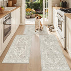 Madane Washable Kitchen Rug Set of 3, Small Area Rug Non-Slip Vintage Entryway by Madane