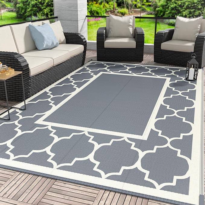 GENIMO 8 ' x 10 ' Outdoor Rug for Patio, Waterproof Indoor Outdoor Plastic by GENIMO