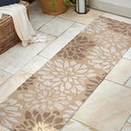 JONATHAN Y Floral Textured Weave Indoor Outdoor Runner Rug 2X8 Brown/Cream - Image 3