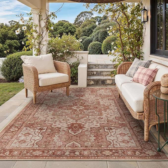 GENIMO Outdoor & Indoor Area Rug 4'x6', Waterproof, Non-Shedding, Easy Cleaning by GENIMO
