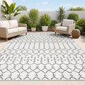 JONATHAN Y Moroccan Geometric Indoor Outdoor Area Rug 5X8 Cream/Black, Ourika by JONATHANY