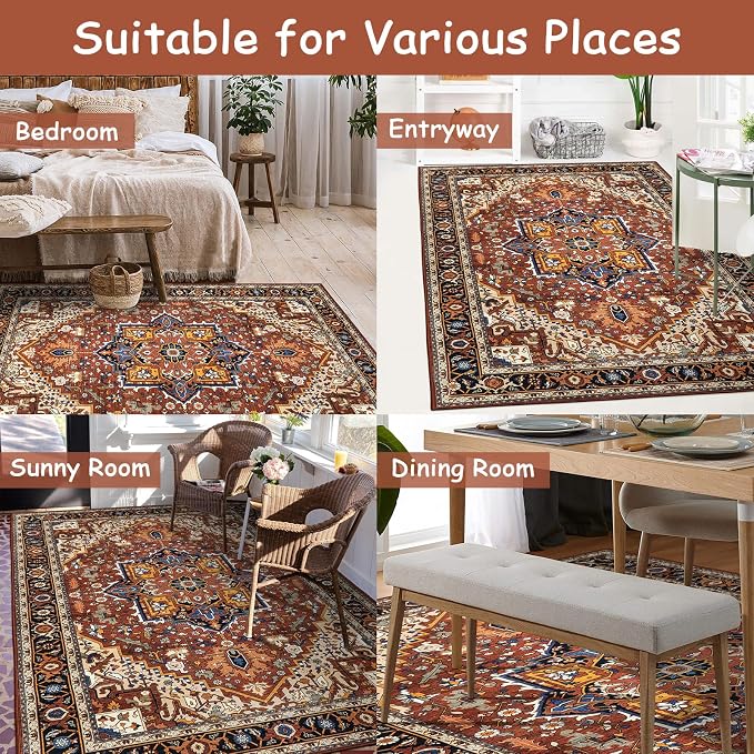 Moynesa Ultra-Thin Washable Oriental Area Rug - Image 8
