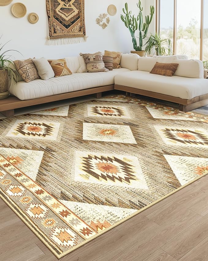 BESTSWEETIE Area Rug 10x14 Rug Machine Washable Non-Slip Low Pile Print Pattern by BESTSWEETIE