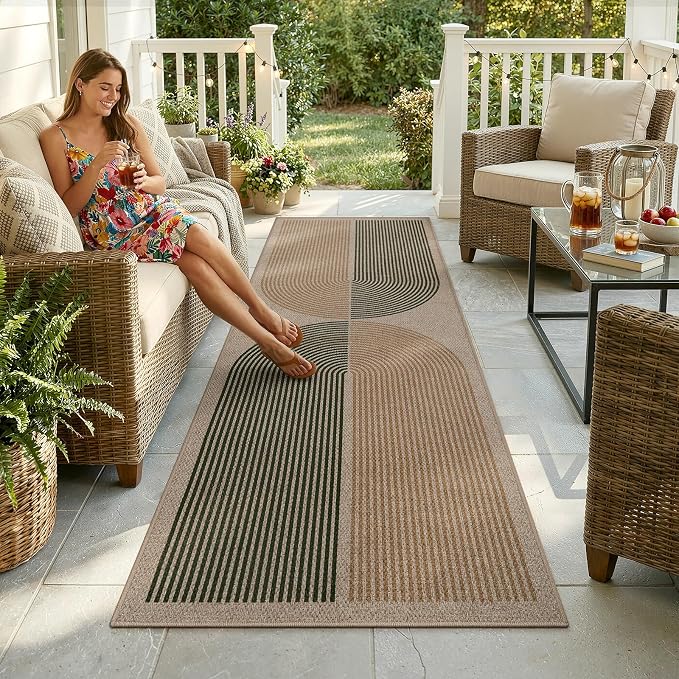 Lahome Enfys Modern Rainbow Easy Jute Rug, 2x8 Hallway Runner Washable Rugs - Image 3