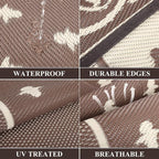 Pauwer Waterproof Outdoor Rug 8x10, Reversible Plastic Straw Patio Camping Rug - Image 3