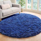 ONASAR Navy Blue Round Area Rug 4ft, Soft Bedroom Circle Rugs Floor Mat - Image 4