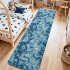 2x10 Feet Soft Fluffy Blue Runner Rug - Image 3