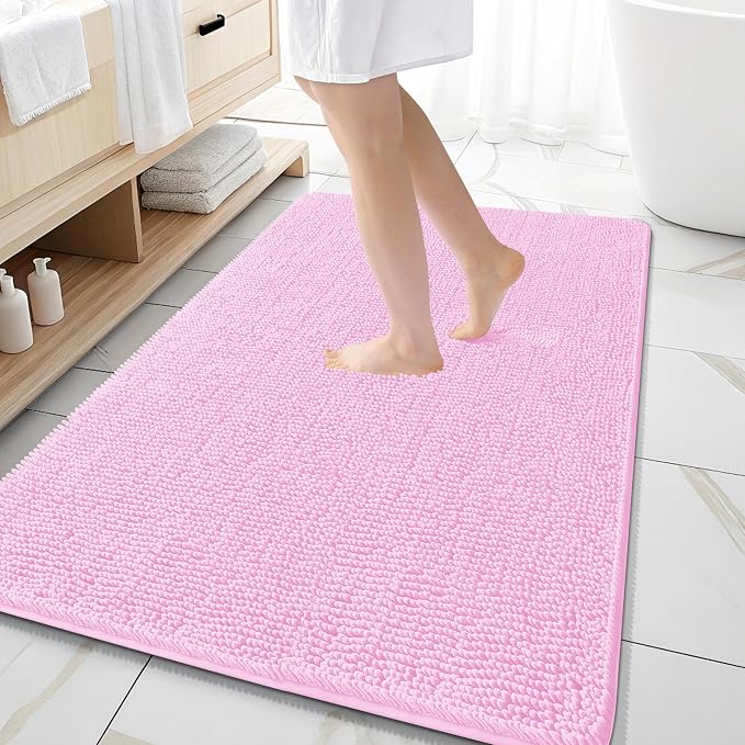 OLANLY Large Bathroom Rugs 59x35, Extra Soft Absorbent Chenille Bath Rugs by OLANLY
