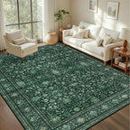 Area Rugs 10x12 Living Room Rug: Washable Rug Soft Vintage Distressed Floral - Image 2