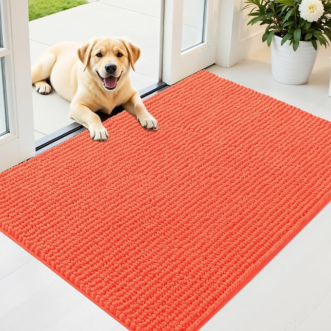 OLANLY Dog Door Mat for Muddy Paws 44x32, Ultra Absorbent Chenille Mud Doormat by OLANLY
