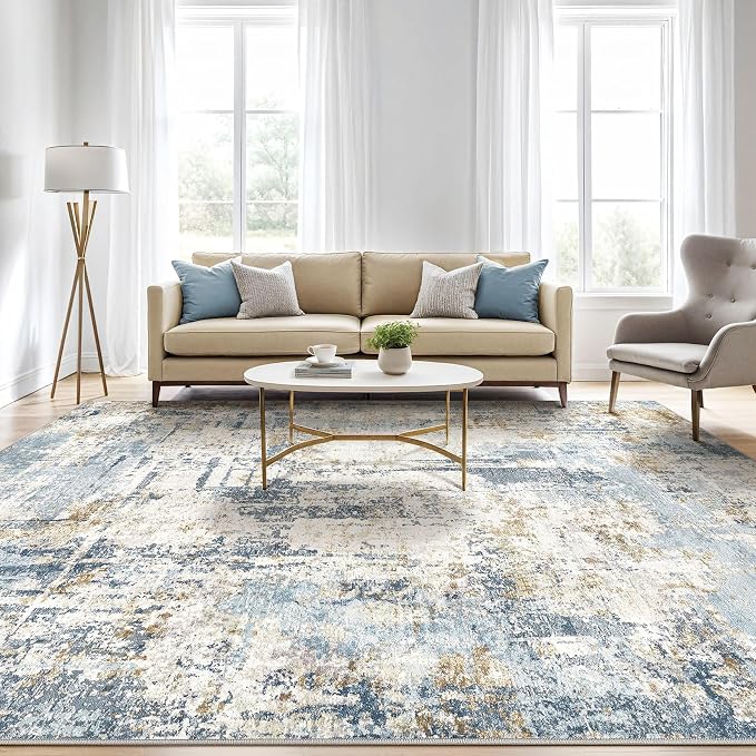 10x14 Area Rugs Living Room: Washable Large Abstract Modern Soft Rug Stain - Image 5