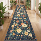 DUKINO 3x12 Washable Runner Rug, Non Slip Soft Floral Hallway Runner Rug by DUKINO