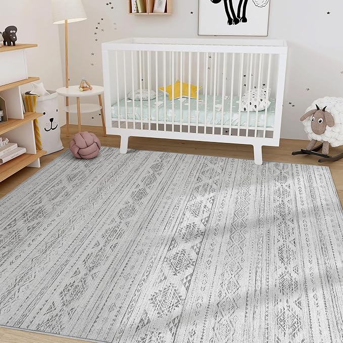 Nakagishi 8x10 Area Rug Living Room: Washable Boho Large Neutral Soft Farmhouse - Image 8