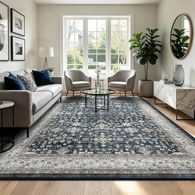 Ashen Farmhouse Washable 8x10 Area Rugs - Image 7