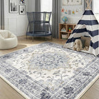 CAPALOCA Machine Washable Rugs Nursery Rug Sq6ft Cute Girl Non Slip Low Pile - Image 9