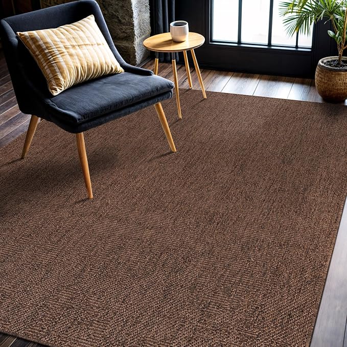 CAMILSON Easy Jute Rug 5x7, Indoor Outdoor Brown Color Fiber Area Rugs - Image 8