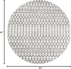 JONATHAN Y Moroccan Geometric Indoor Outdoor Round Area Rug 4 Ft Cream/Black - Image 2