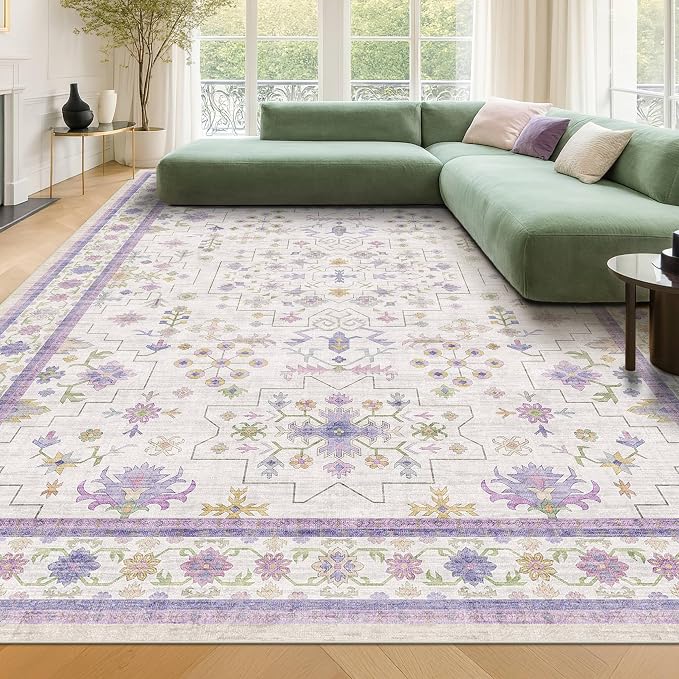 8x10 Large Lavender Rug for Bedroom, Floral Area Rug for Living Room, Dinning - Image 3
