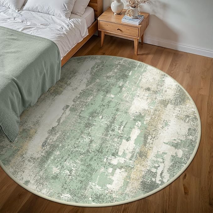 BEIMO Round Rugs 6FT for Living Room Bedroom, Modern Abstract Machine Washable - Image 3