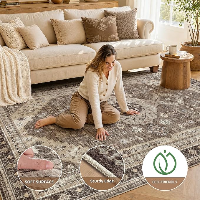 10x12 Washable Area Rug, Large Rugs - Image 2