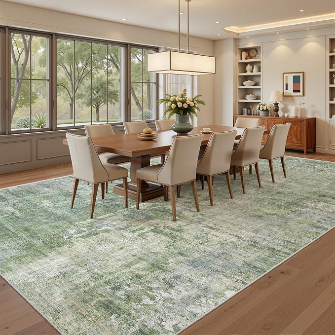 Soalmost 7x10 Area Rug for Living Room Washable Abstract Vintage Soft Thin - Image 4