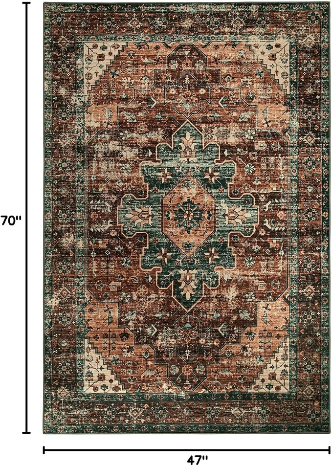 Moynesa Ultra-Thin Washable Vintage Area Rug - Image 2