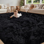 5x7 Area Rug for Living Room:Ultra Soft Fluffy Shag Black Rugs, Large Fuzzy by Unknown