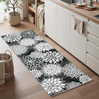 2x6 Washable Runner Rug for Hallway Tropical Botanical Modern Floral Chenille - Image 2