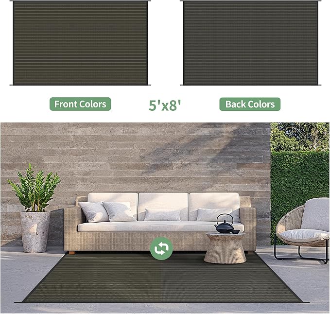 GENIMO Outdoor Rug for Patio Clearance, Lightweight Waterproof RV Camping Mat - Image 5