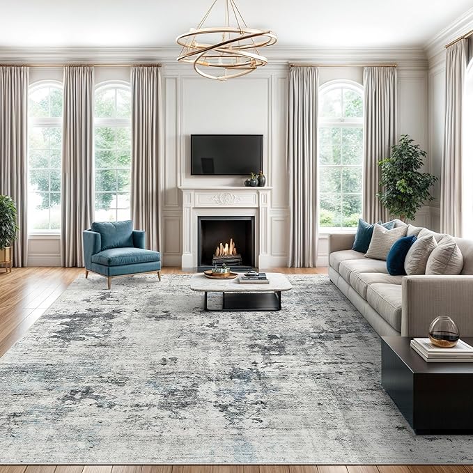 Soalmost Abstract Rug 8x10 Large Living Room Rugs Neutral Modern Washable Area by Soalmost