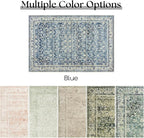 Blue 2x6 Runner Rug for Hallway Low Pile Kitchen Rugs Non Slip Washable Vintage - Image 7