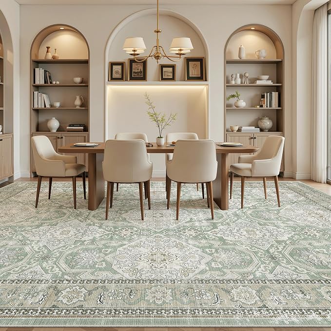 Soalmost 10x14 Area Rugs for Living Room, Non Slip Machine Washable Vintage Rugs - Image 3