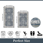 Kitchen Mats Set of 2 Washable Non-Slip – Soft Low Pile Boho Decorative Runner - Image 2