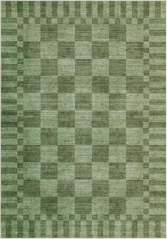 GarveeHome Moss Green Checkered Rug 5×7 Area Rugs - Image 5