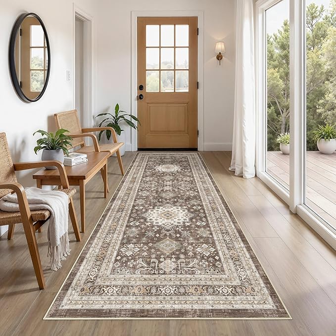 Vintage Hallway Runner Rug 3x8: Large Soft Washable Entryway by COTILED