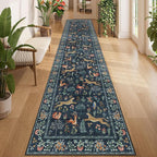 DUKINO 2.6x12 Hallway Runner Rug, Vintage Washable Loog Kitchen Rug by DUKINO