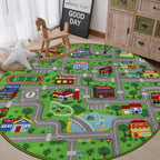 Capslpad Green Car Road Kid Rug Carpet Playmat by CapslpadDirect