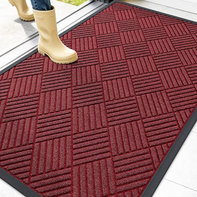 OLANLY Front Door Mat Outside Entrance 47x32, Heavy Duty Sturdy Natural Rubber by OLANLY