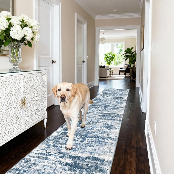 Runners for Hallways Ultra Non-Slip 2x8 Washable Kitchen Rug Abstract Tear and - Image 3