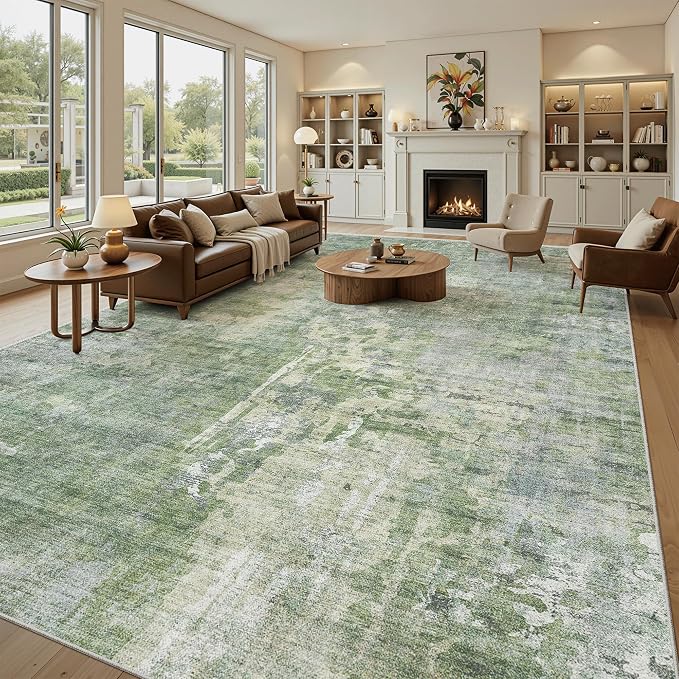 Soalmost 10x14 Area Rugs for Living Room, Non Slip Machine Washable Vintage Rugs - Image 2