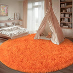Round Orange Rug for Bedroom, 7 ft Circle Area Rugs for Living Room, Soft Large - Image 4