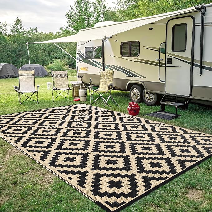 Smiry Waterproof Outdoor Rug 8x10 ft, Reversible Plastic Straw Patio Camping - Image 7