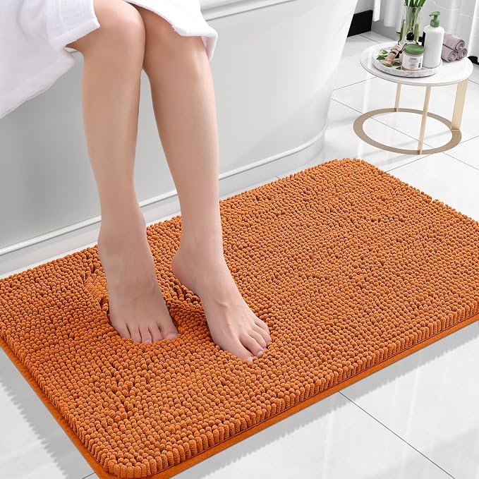 OLANLY Small Bathroom Rugs 24x16, Extra Soft Absorbent Chenille Bath Rugs by OLANLY