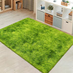 Tie Dyed Grass Green Rug 4x6 ft, Soft Plush Furry Shag Area Rugs Fluffy Fuzzy - Image 8